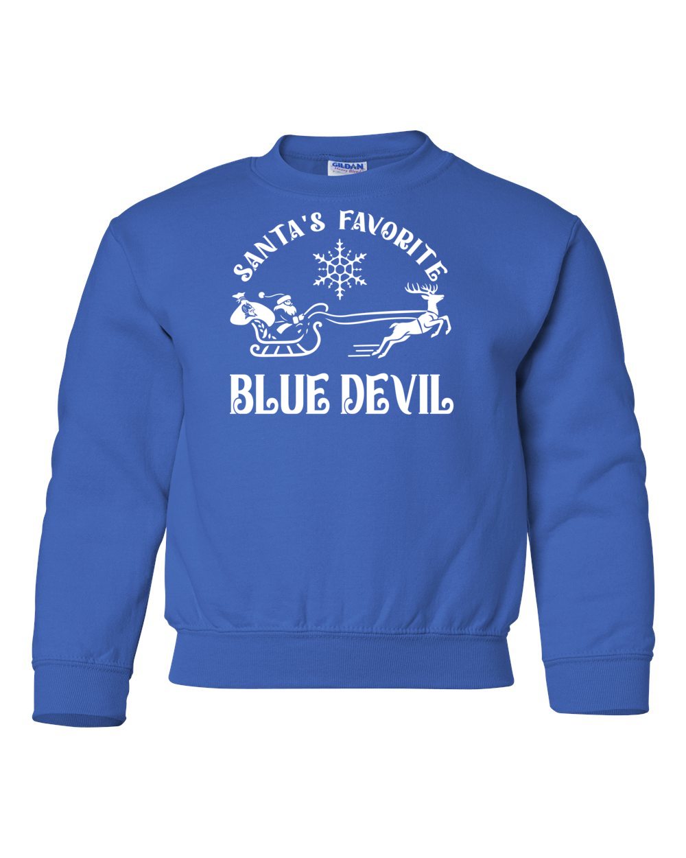 Youth Peotone 2025 Holiday Apparel Santa's Favorite Blue Devil Crewneck