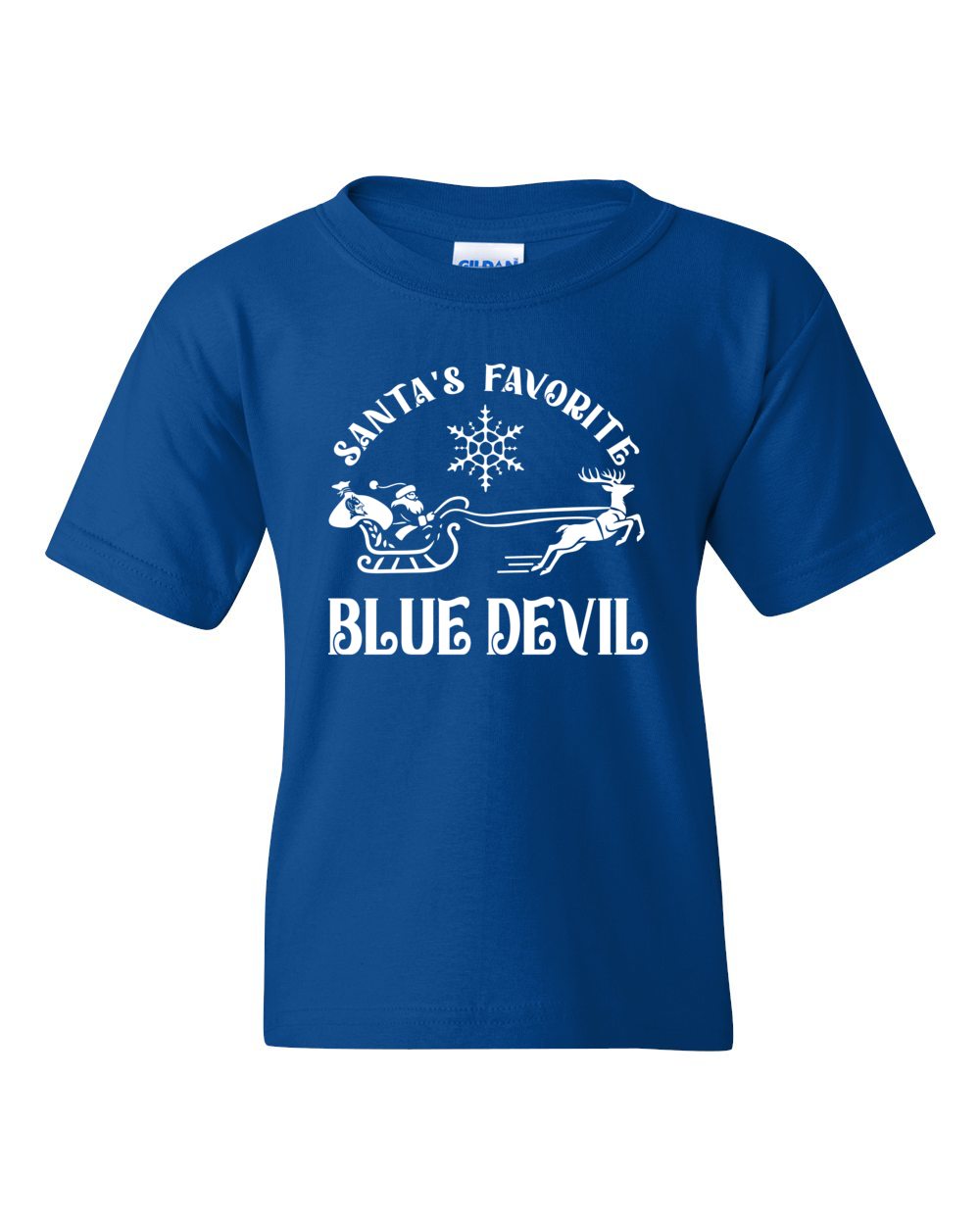 Youth Peotone 2025 Holiday Apparel Santa's Favorite Blue Devil T-Shirt