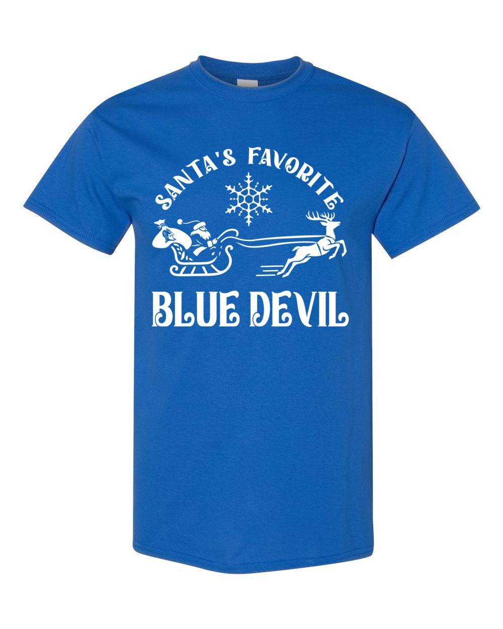 Adult Peotone 2025 Holiday Apparel Santa's Favorite Blue Devil T-Shirt