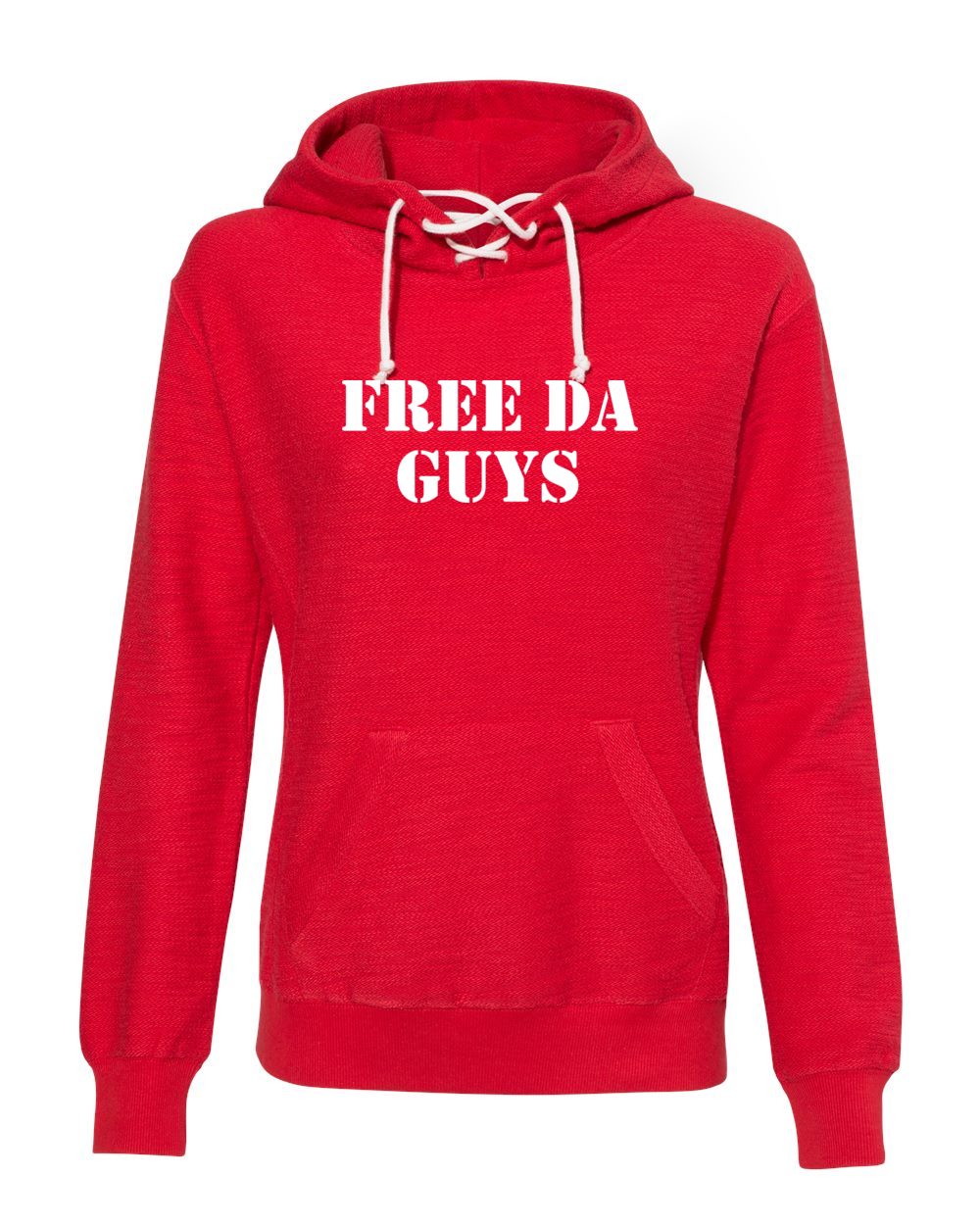 Free Da Guys Wording Women’s Sport Lace Scuba Hooded Pullover