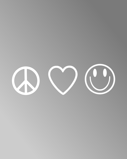 Patrick Moore Memorial Peace, Love, Happiness Decal