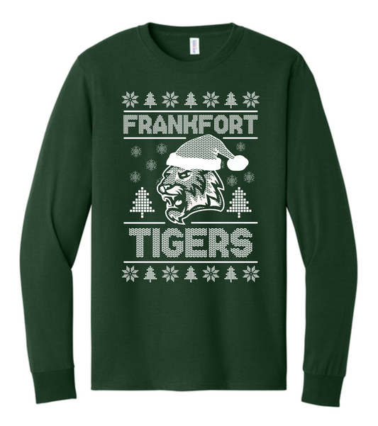 Adult Frankfort Tigers Holiday 2026 Longsleeve T-Shirt Available in Cardinal Red and Forest Green