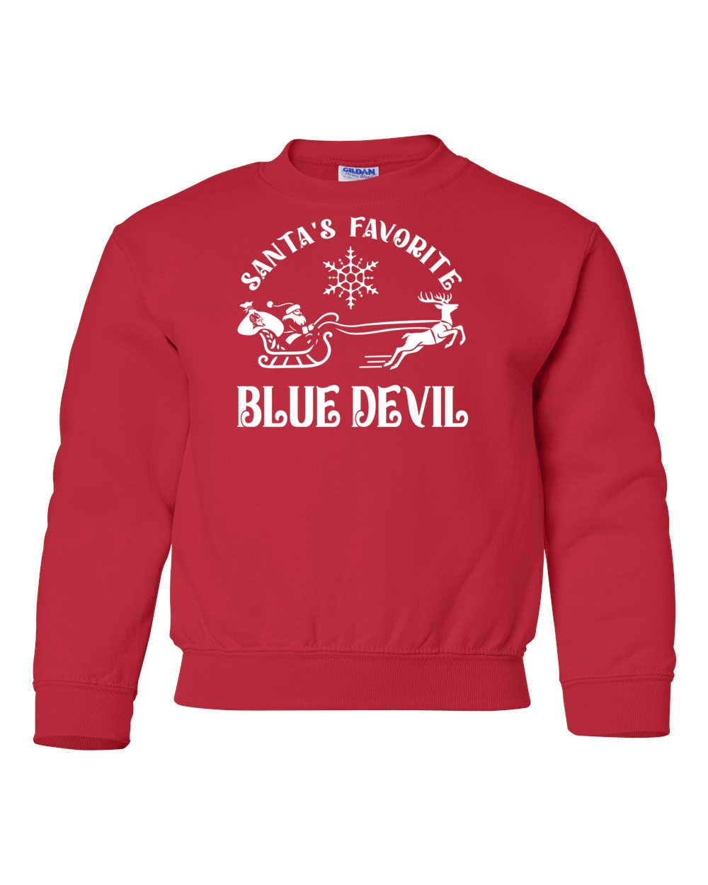 Youth Peotone 2025 Holiday Apparel Santa's Favorite Blue Devil Crewneck