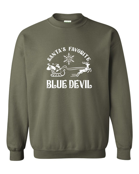 Adult Peotone 2025 Holiday Apparel Santa's Favorite Blue Devil Crewneck