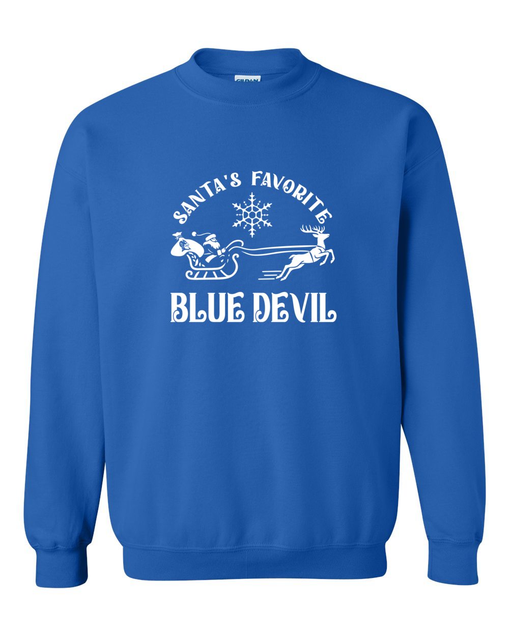 Adult Peotone 2025 Holiday Apparel Santa's Favorite Blue Devil Crewneck