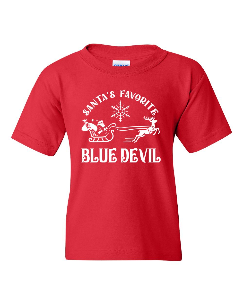 Youth Peotone 2025 Holiday Apparel Santa's Favorite Blue Devil T-Shirt