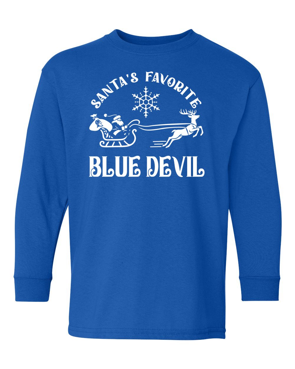 Youth Peotone 2025 Holiday Apparel Santa's Favorite Blue Devil Longsleeve