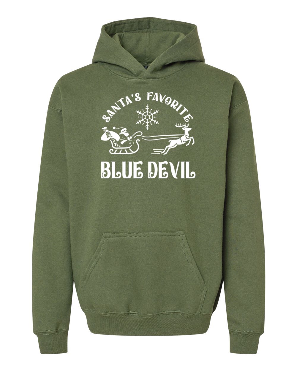Youth Peotone 2025 Holiday Apparel Santa's Favorite Blue Devil Hooded Sweatshirt