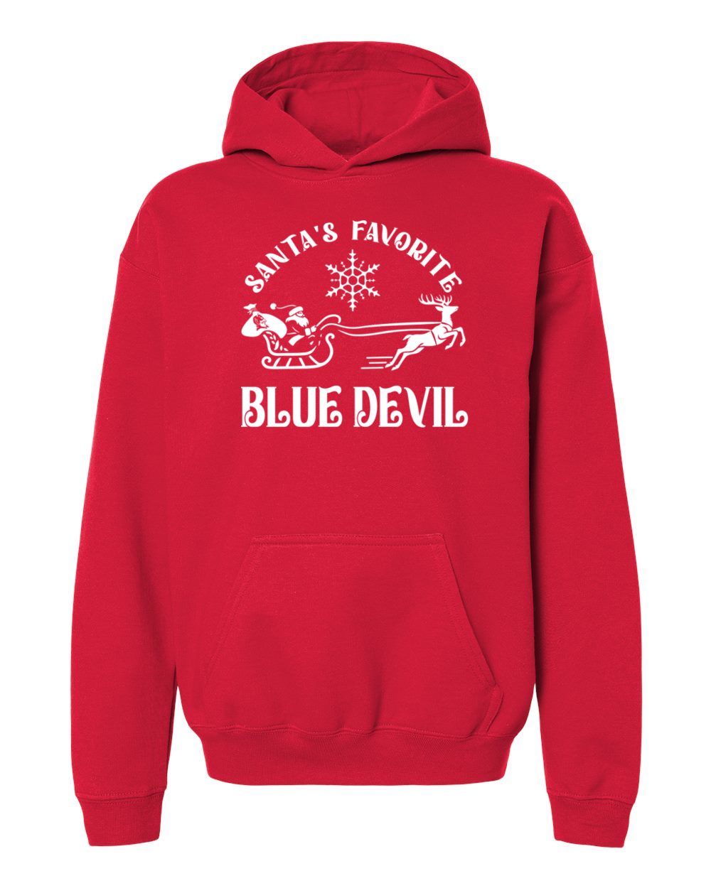 Youth Peotone 2025 Holiday Apparel Santa's Favorite Blue Devil Hooded Sweatshirt