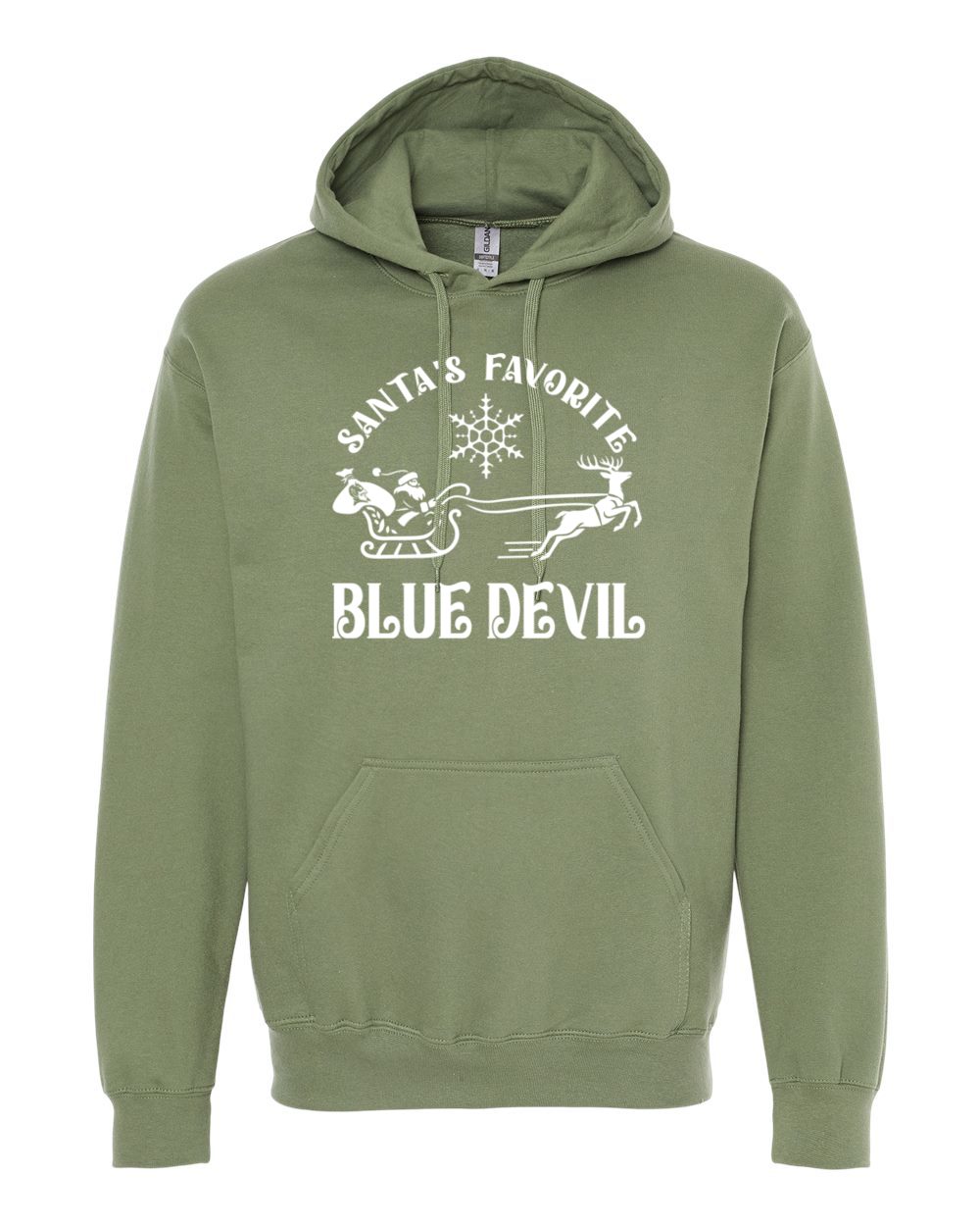 Adult Peotone 2025 Holiday Apparel Santa's Favorite Blue Devil Hooded Sweatshirt