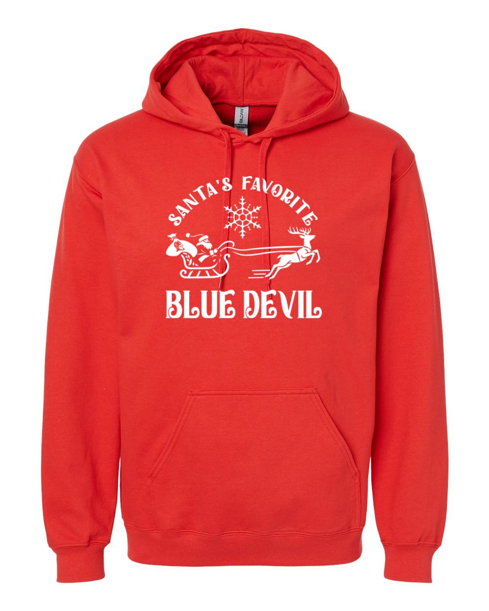 Adult Peotone 2025 Holiday Apparel Santa's Favorite Blue Devil Hooded Sweatshirt