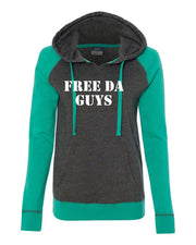 Free Da Guys Wording Women’s Raglan Hooded Sweatshirt
