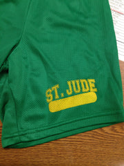 GYM SHORTS UNIFORM Forest Green 6in or 7in with Gold Left Thigh Cross Logo and Name Bar (5th-8th Grade Only)